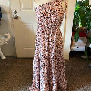 Elegant One-Shoulder Floral Dress